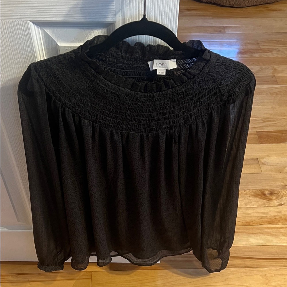 LOFT Sheer Black Blouse